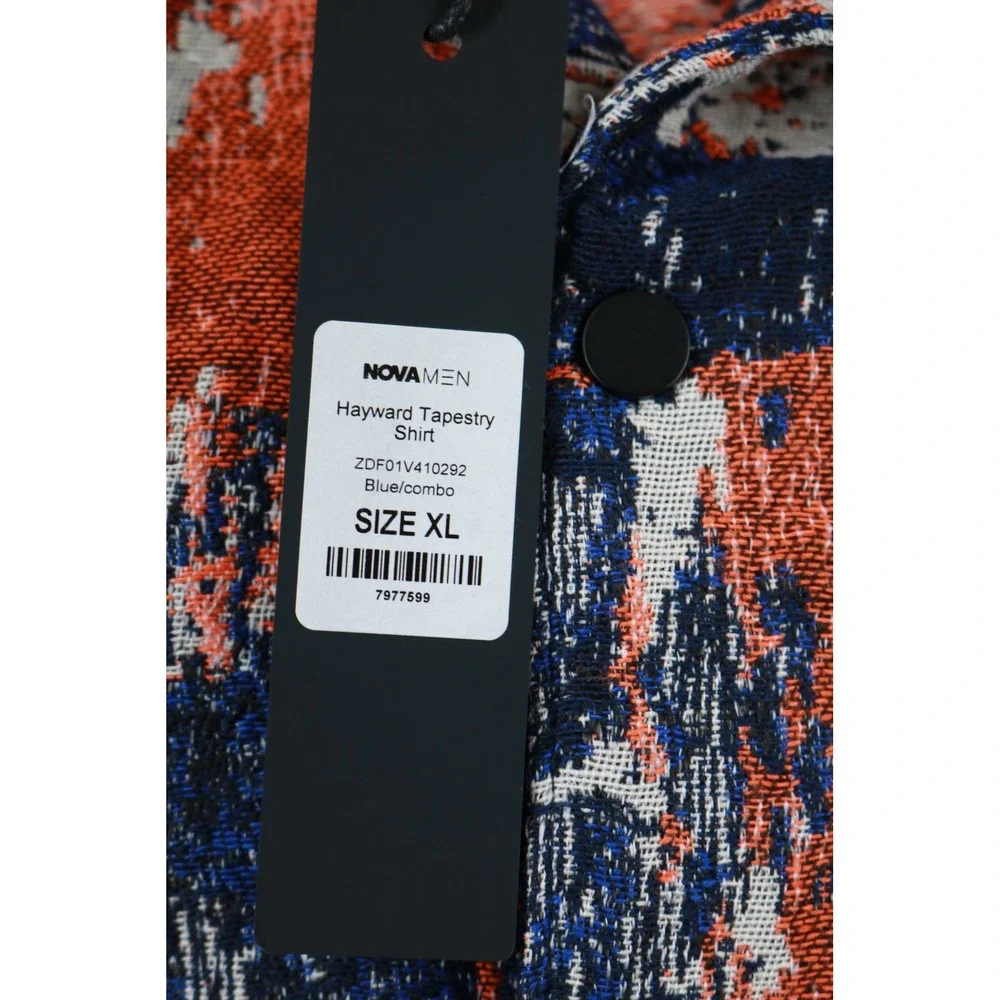 Fashion Nova Men Shirt Mens XL Blue Hayward Tapestry Short Sleeve Abstract New